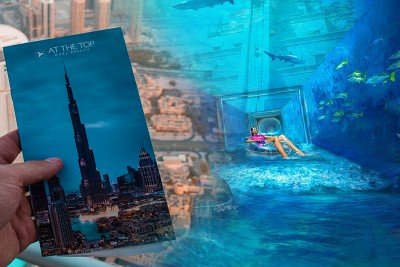 Burj Khalifa & Dubai Aquarium Underwater Zoo with transfers (SIC)
